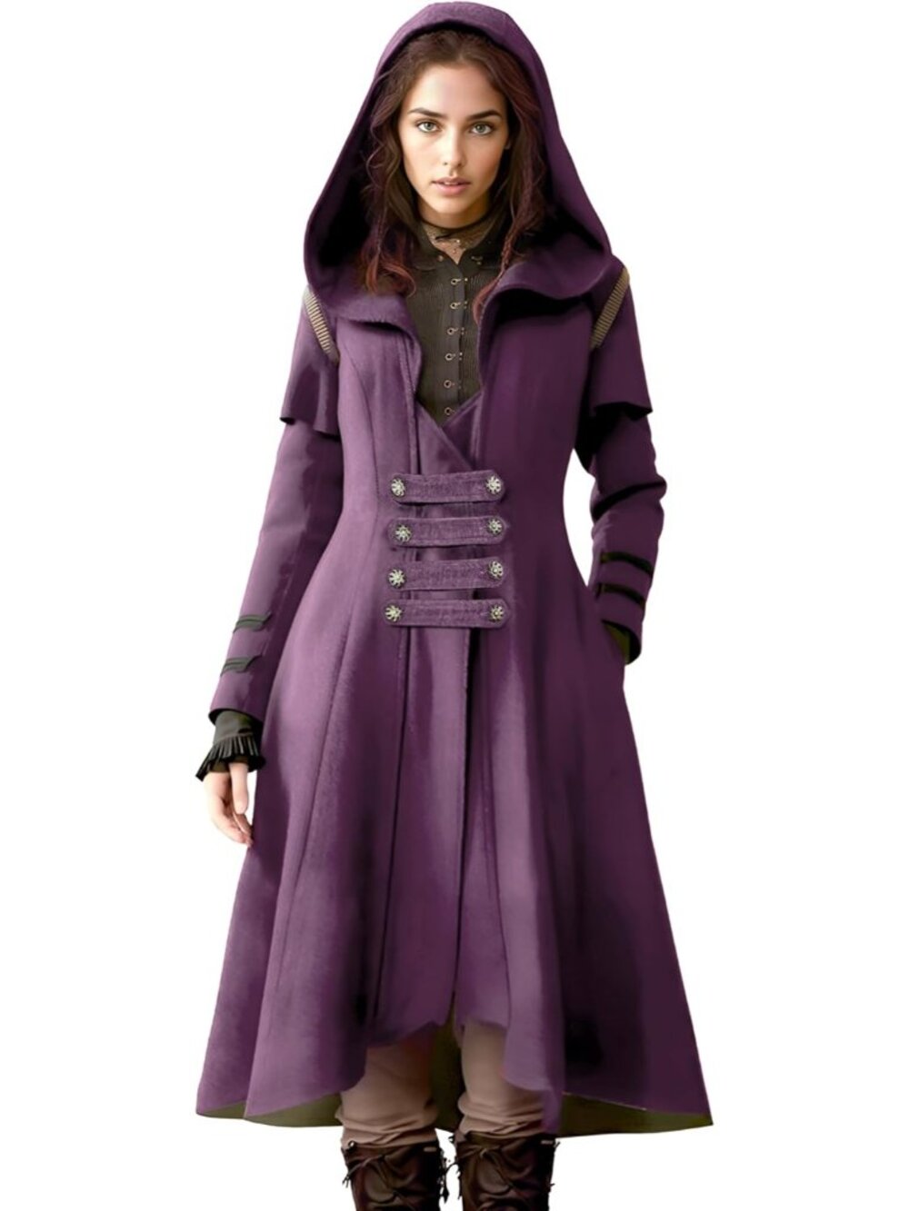 🎃Women’s Purple Victorian Gothic Vintage Steampunk Pirate Jacket Long Maxi Coat
